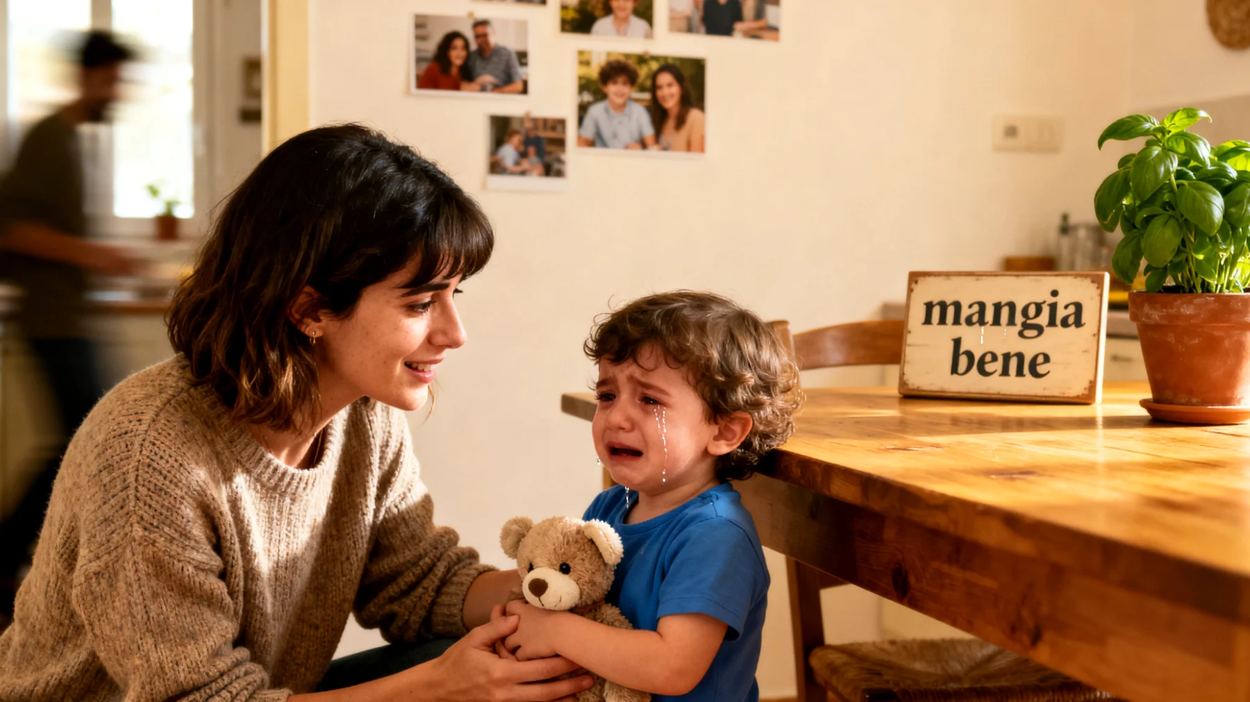 Una mamma nota che il suo bambino fatica ad adattarsi ai cambiamenti della routine quotidiana, reagendo con crisi di pianto, rifiuto o regressione comportamentale quando si verifica qualcosa di nuovo o imprevisto (cambio di asilo, arrivo di un fratellino, trasloco, separazione temporanea)."