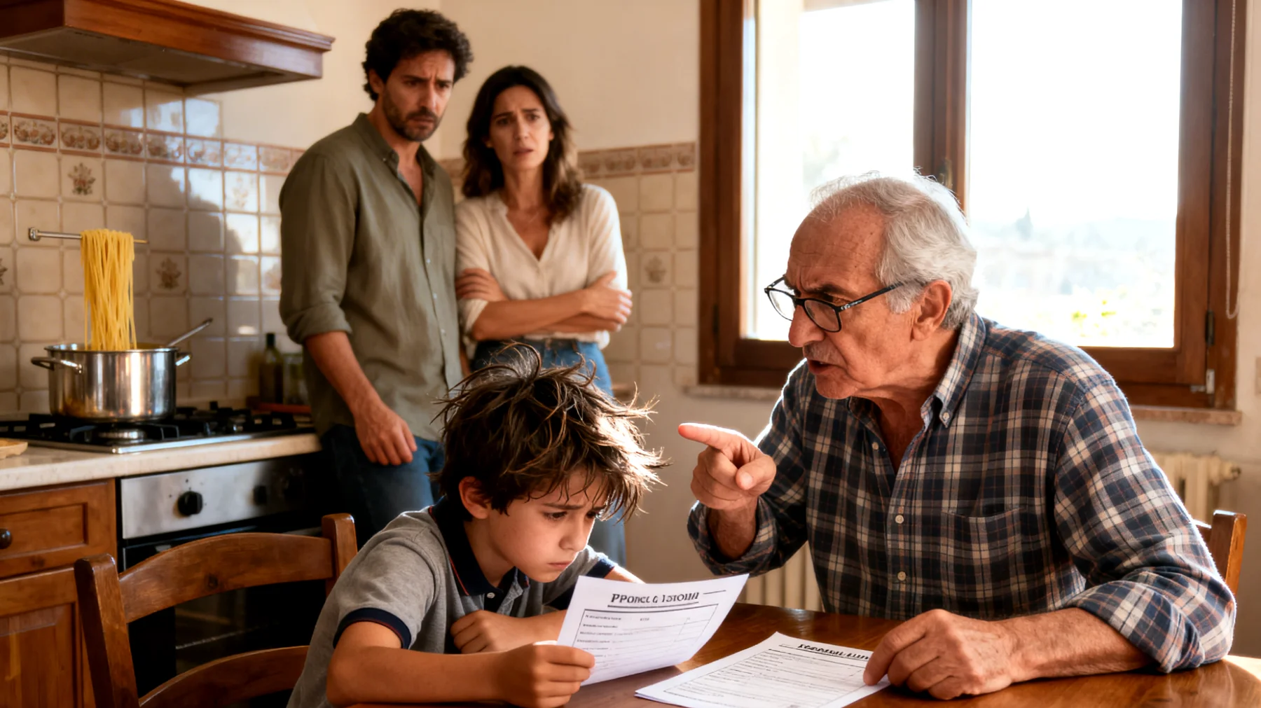 Il nonno esercita pressioni eccessive sui nipoti bambini riguardo ai risultati scolastici, alle performance sportive e al raggiungimento di aspettative troppo alte per la loro età, creando ansia e stress nei piccoli e tensioni con i genitori che vorrebbero un approccio più equilibrato"